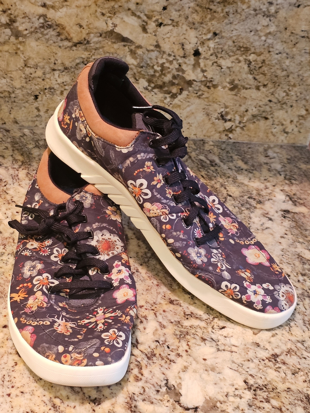 K-Swiss Navy Floral Sneakers with Tan Accent